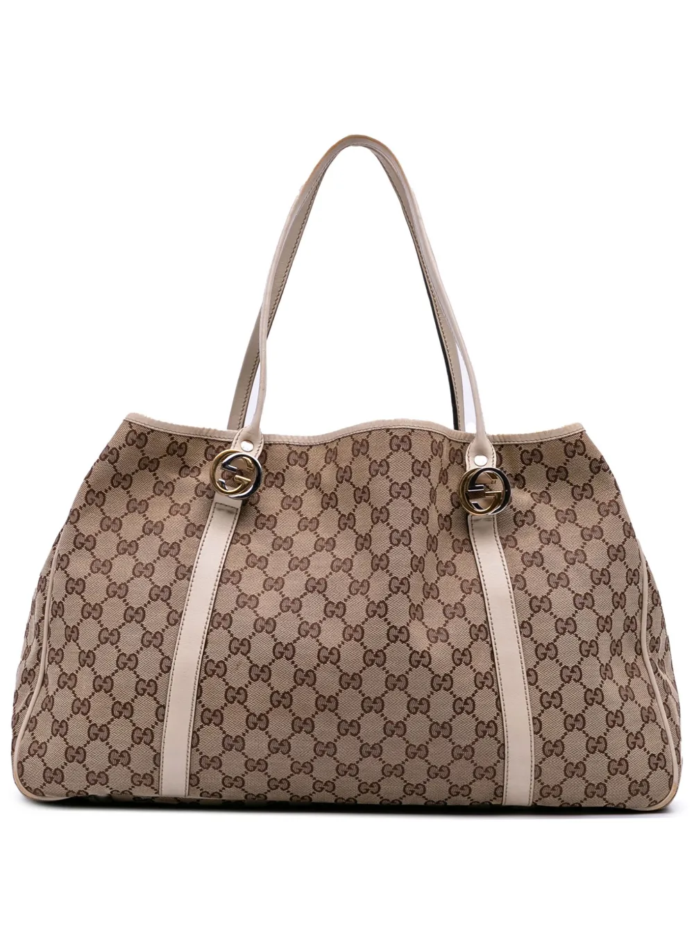 Pre-owned Gucci 2016-2025 Large Gg Canvas Twins Tote Bag In Brown