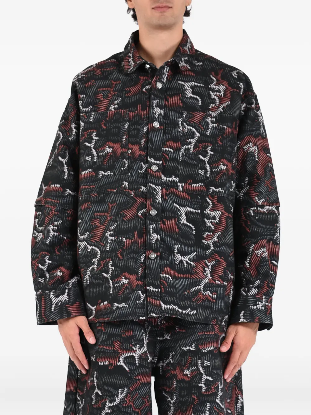 PDF buttoned patterned shirt | noir | Image 1