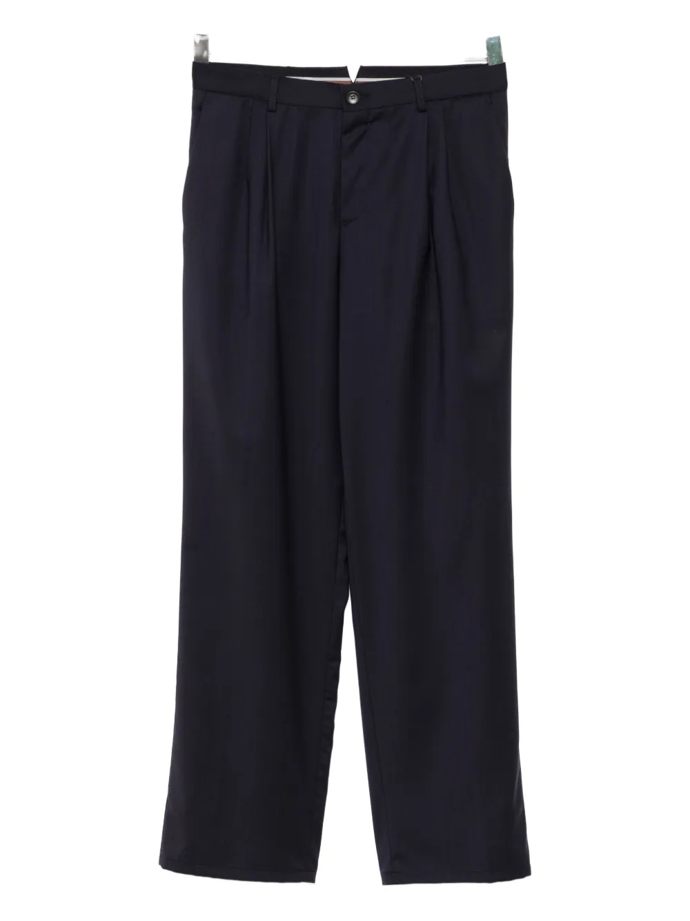 Canali Pleated Wool Trousers In Blue