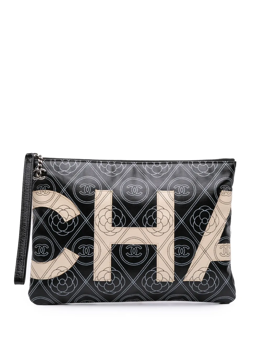 2018 Coated Canvas Camellia Logo Wristlet clutch bag