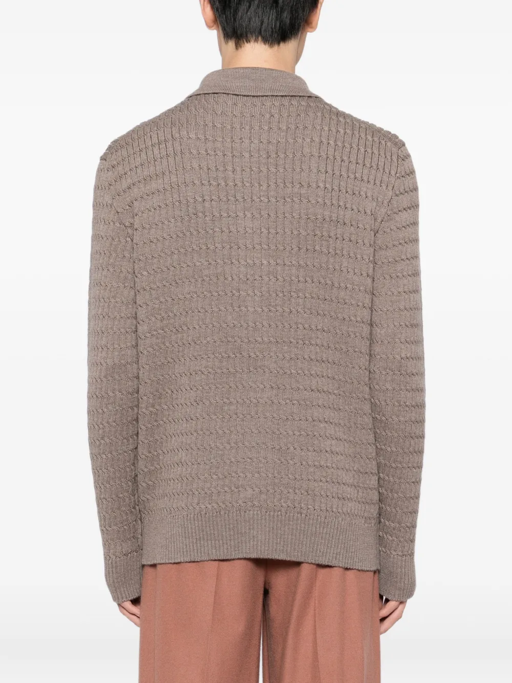 Tagliatore Textured Wool Cardigan In Brown