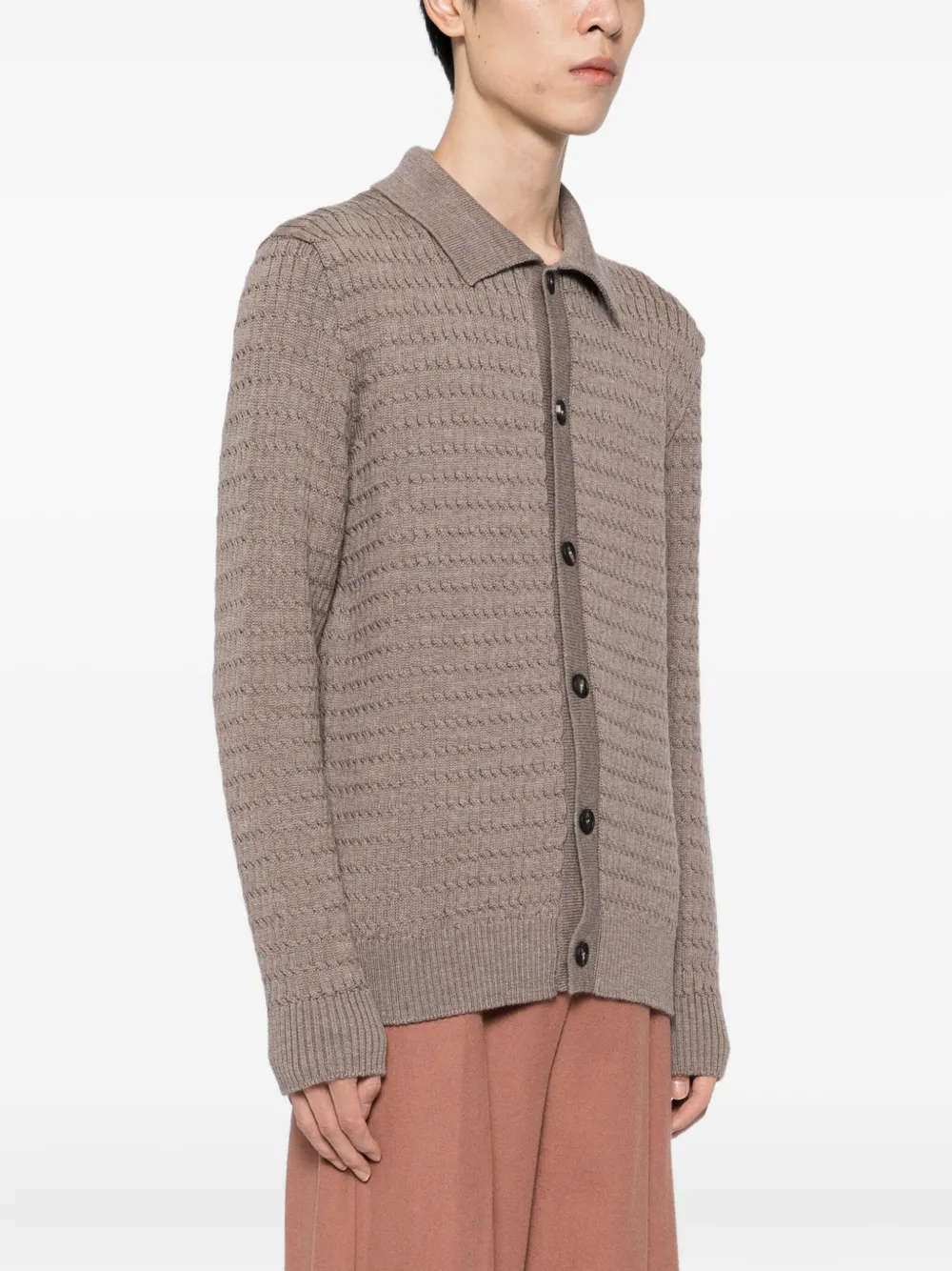 Tagliatore Textured Wool Cardigan In Brown