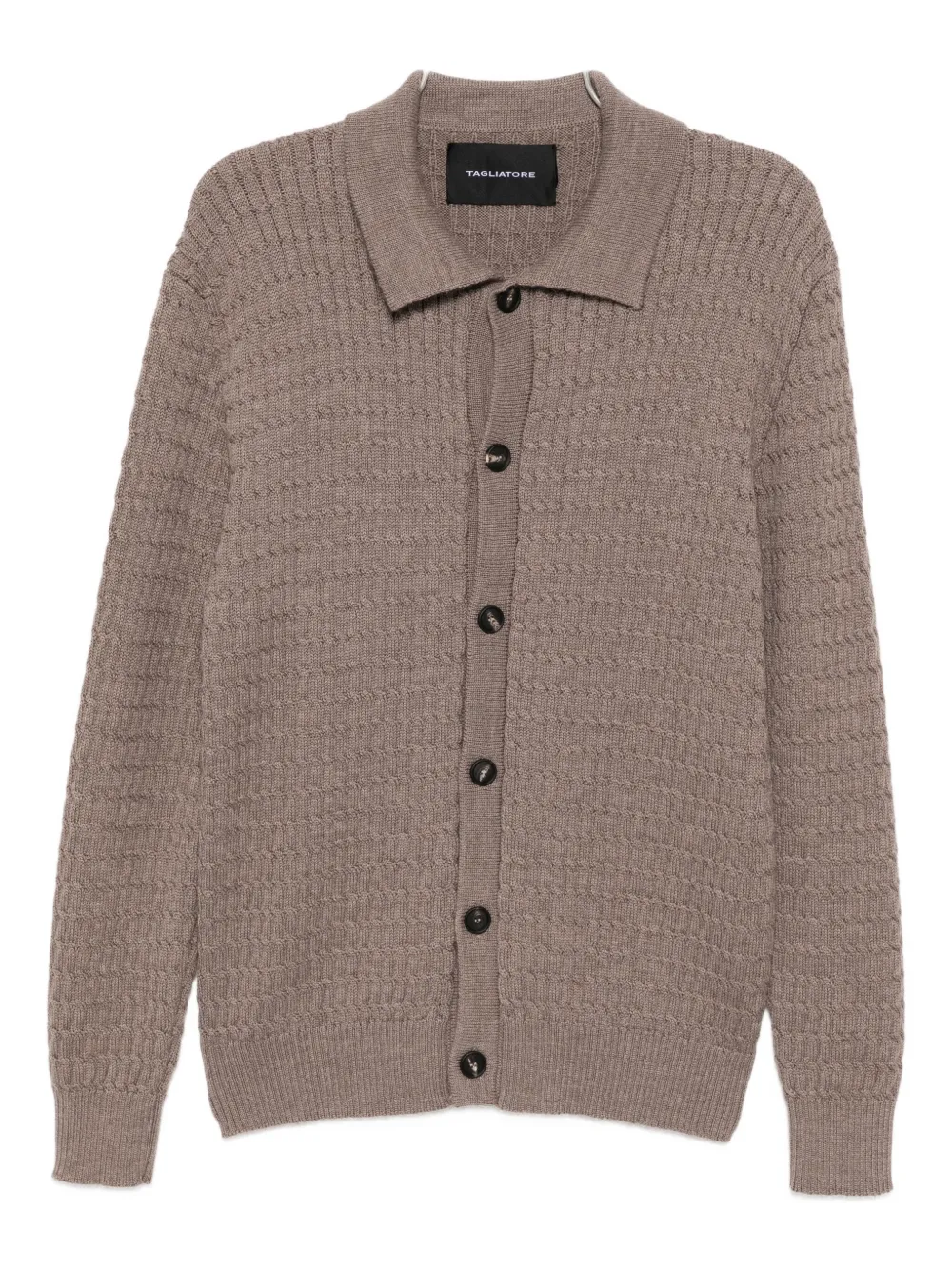 Tagliatore Textured Wool Cardigan In Brown