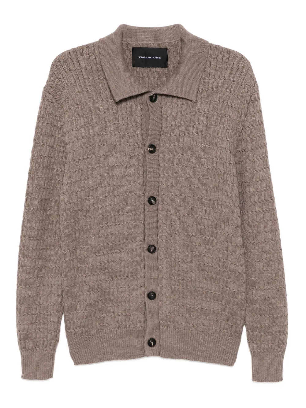 Tagliatore textured wool cardigan | Brown | Image 1