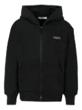 MSGM Kids logo-print hooded zip-up top - Black