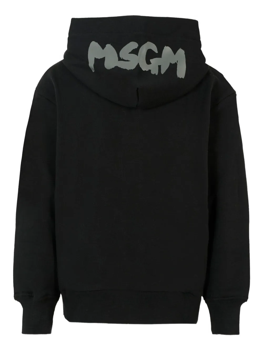 MSGM Kids logo-print hooded zip-up top Zwart