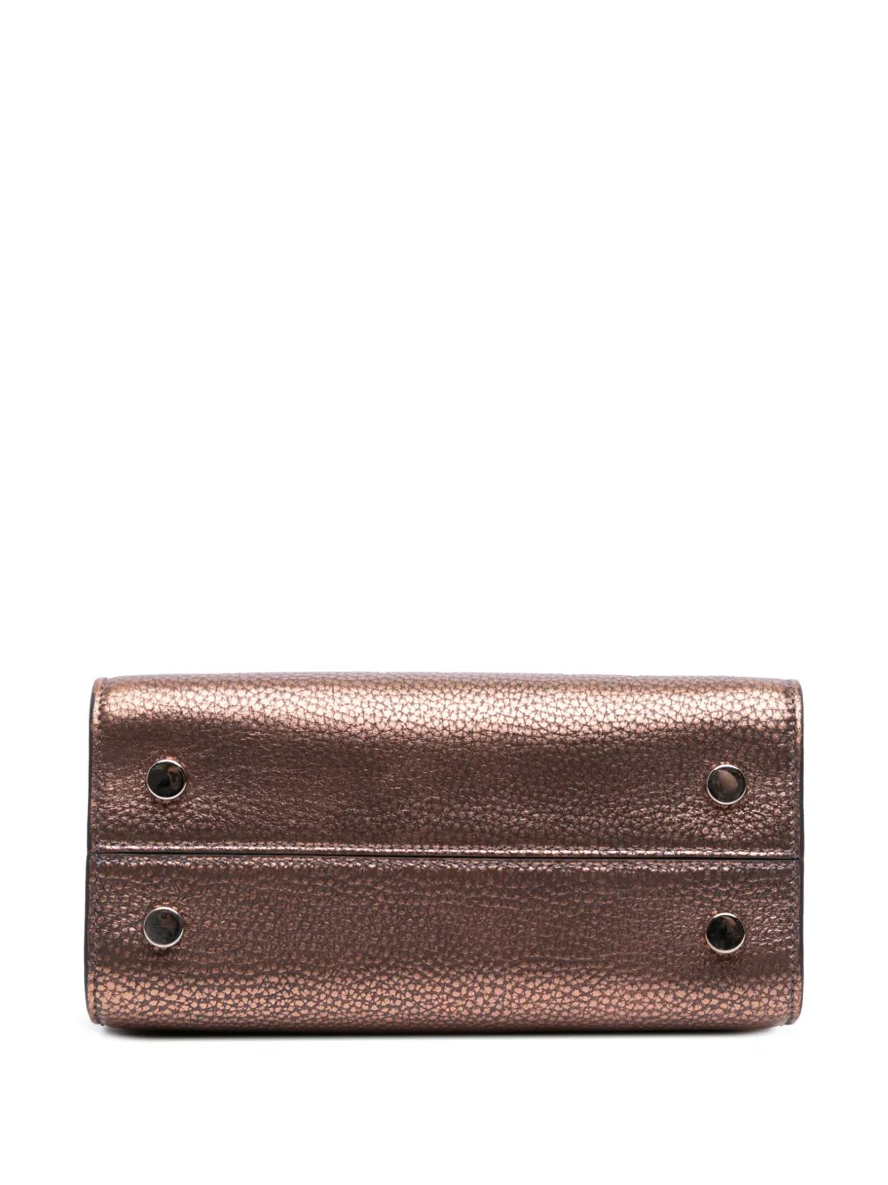 Pre-owned Dior 2016 Mini Metallic Grained Calfskin Ever Satchel In Brown