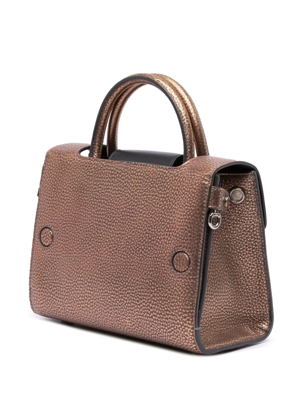 Pre-owned Dior 2016 Mini Metallic Grained Calfskin Ever Satchel In Brown