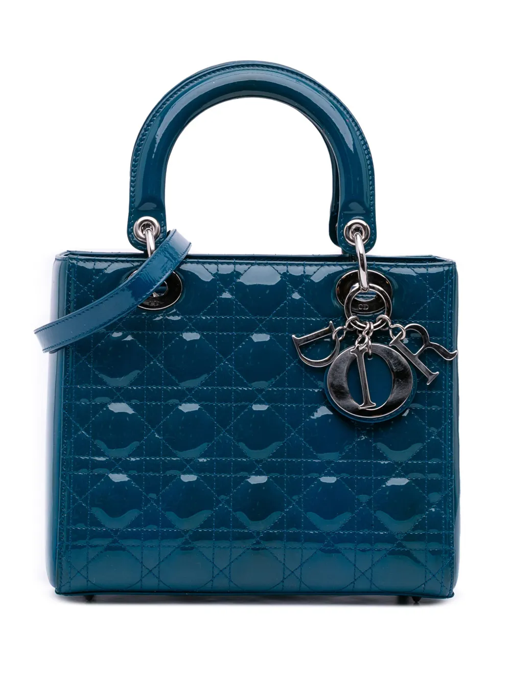 Christian Dior Pre-Owned 2012 Medium Patent Cannage Lady Dior satchel | Blue | Image 1