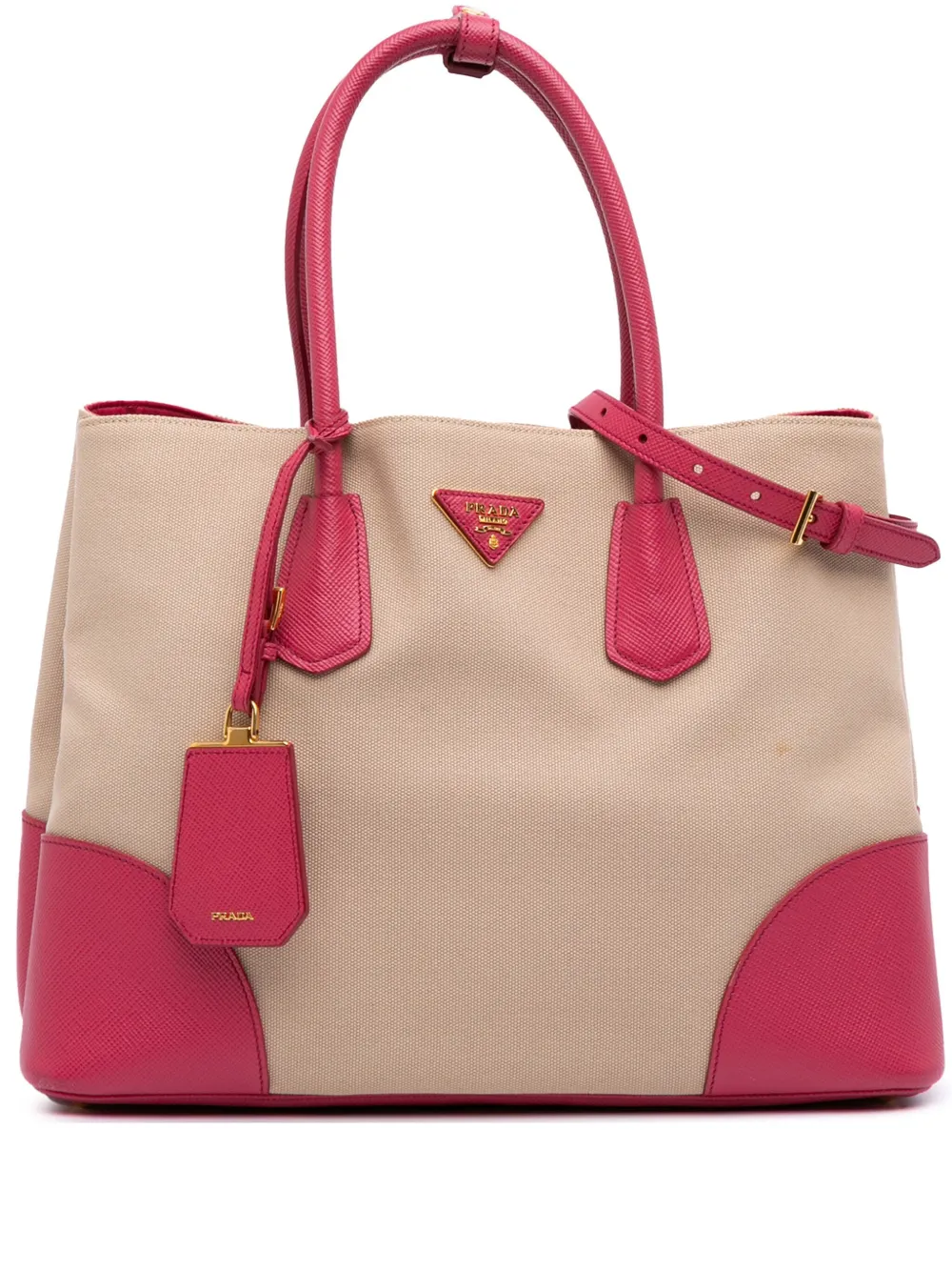 2010-2025 Large Saffiano Trimmed Canapa Double satchel