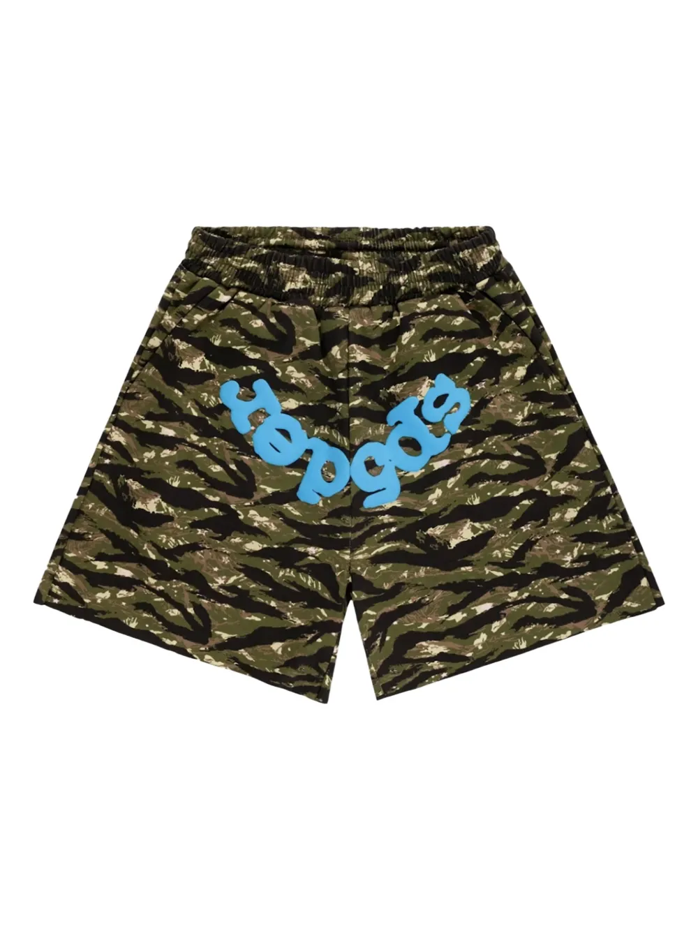 Sp5der Tiger Camo Logo Track Shorts In Green