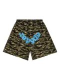 SP5DER tiger camo logo track shorts - Black