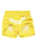 SP5DER logo-print spider-web track shorts - Yellow