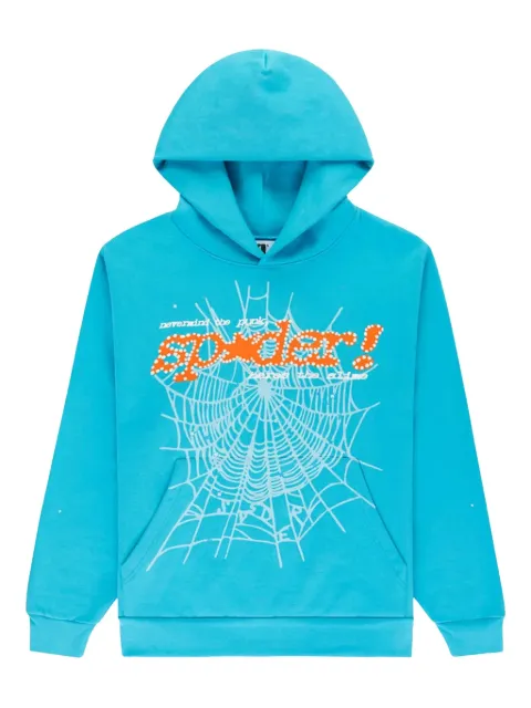 SP5DER spider-web print hoodie