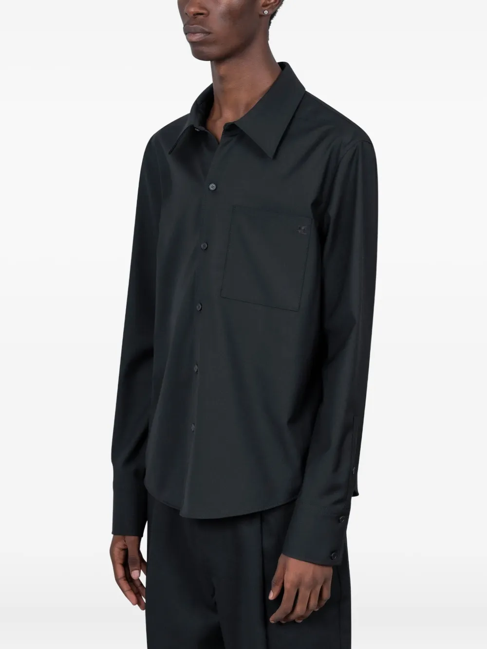 Courrèges chest-pocket long-sleeve shirt - Zwart