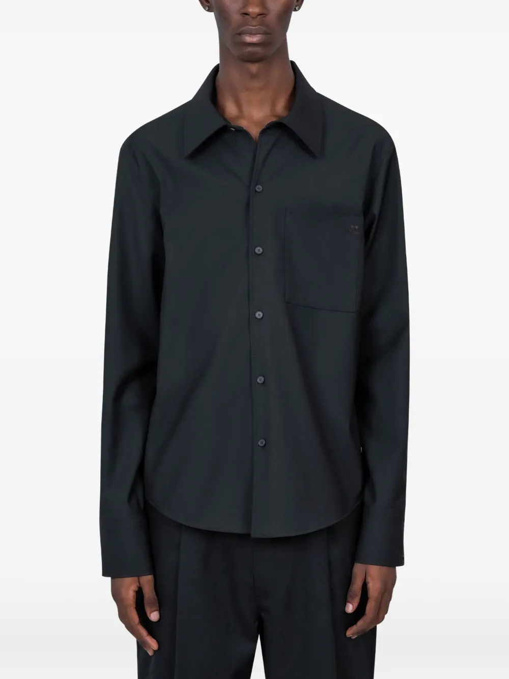 Courrèges chest-pocket long-sleeve shirt | Black | Image 1