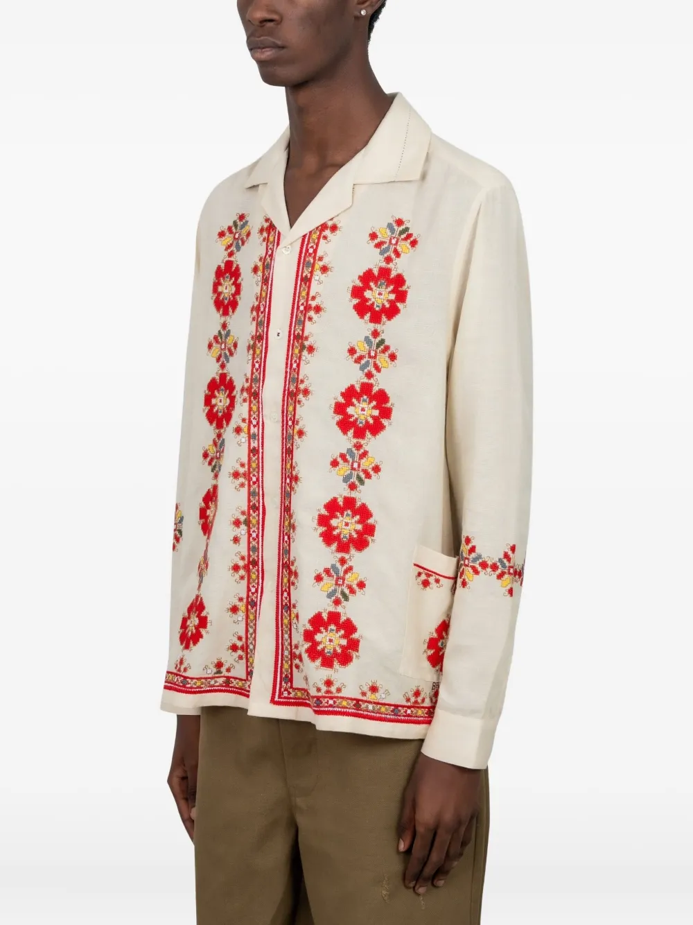 Baziszt floral-embroidered revere shirt | Image 2
