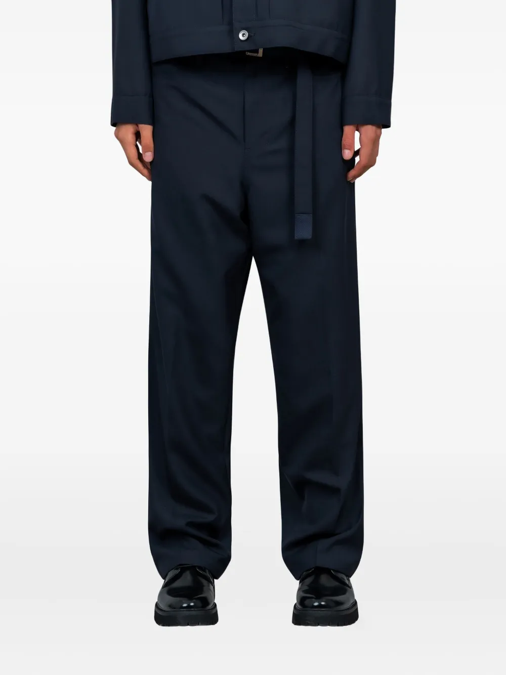 sacai pleated belted trousers | Blue | Image 1