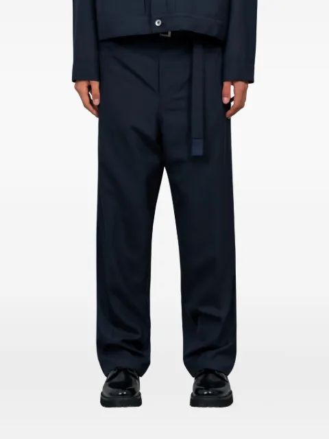 sacai pleated belted trousers