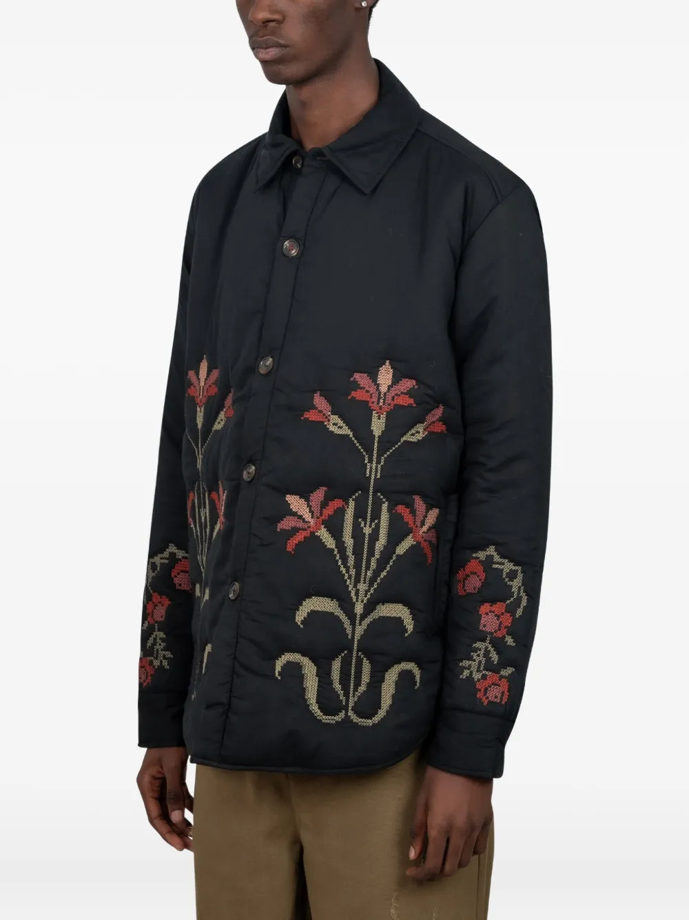 Baziszt floral-embroidered padded jacket | جاكيتات بتصميم قميص | Image 2