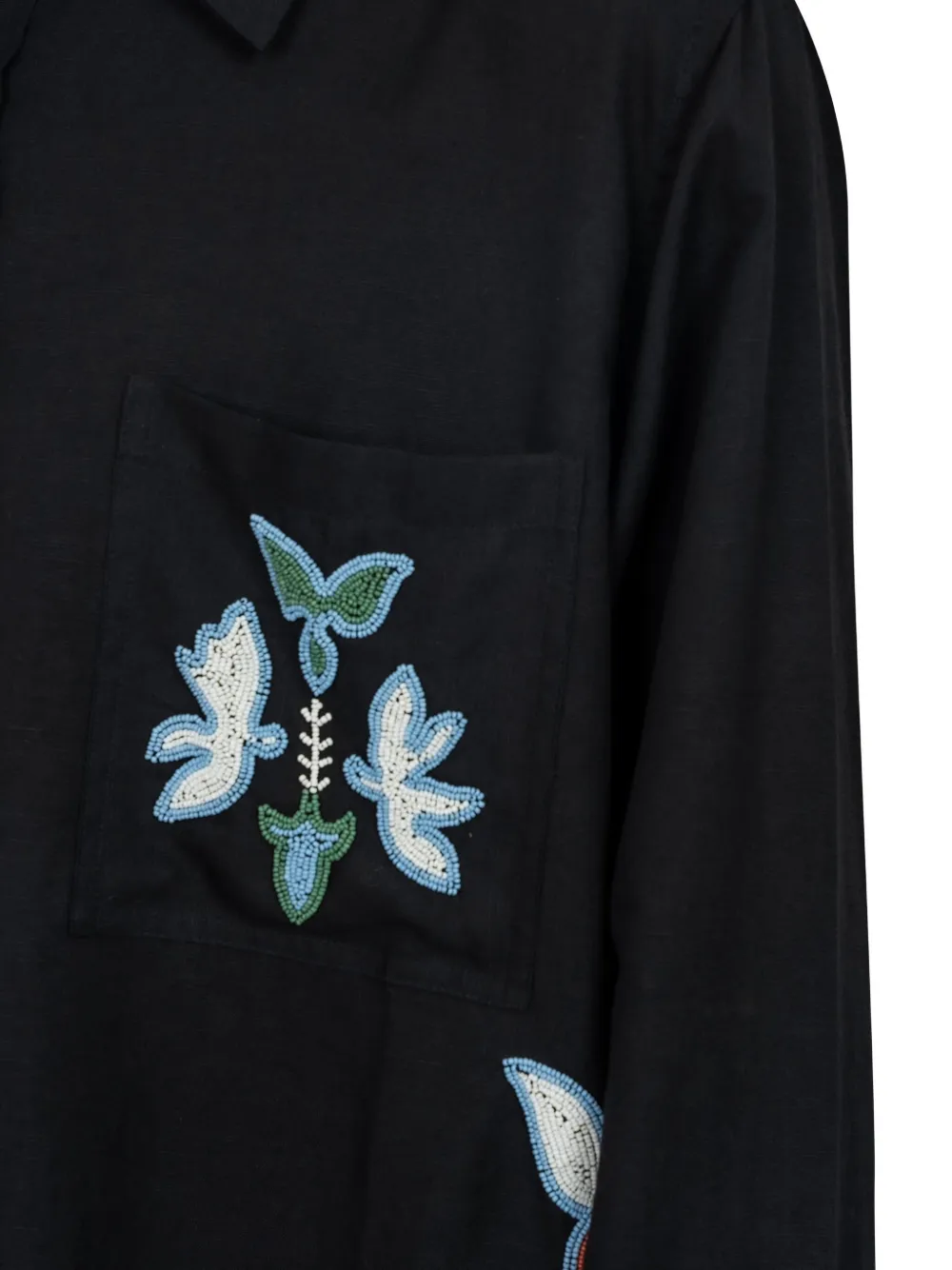Beaded-Embellished Floral-Motif Shirt