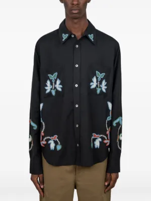 AMIRI Twisted Palms Tapestry Overshirt | Black | FARFETCH TW