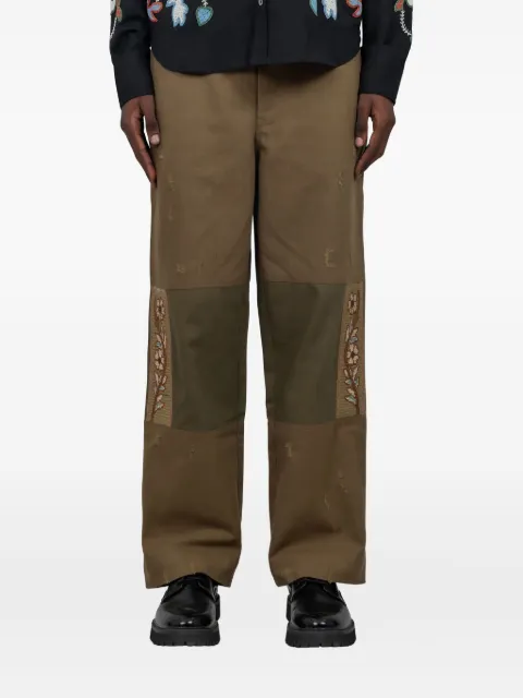 Baziszt Asher floral-embroidered patched trousers