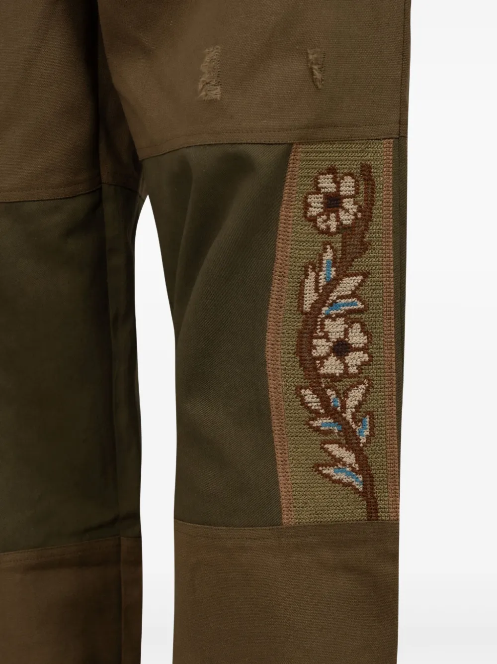 Baziszt Asher broek met geborduurde bloemen Groen