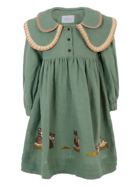 Pangolini Kids wide-collar embroidered dress