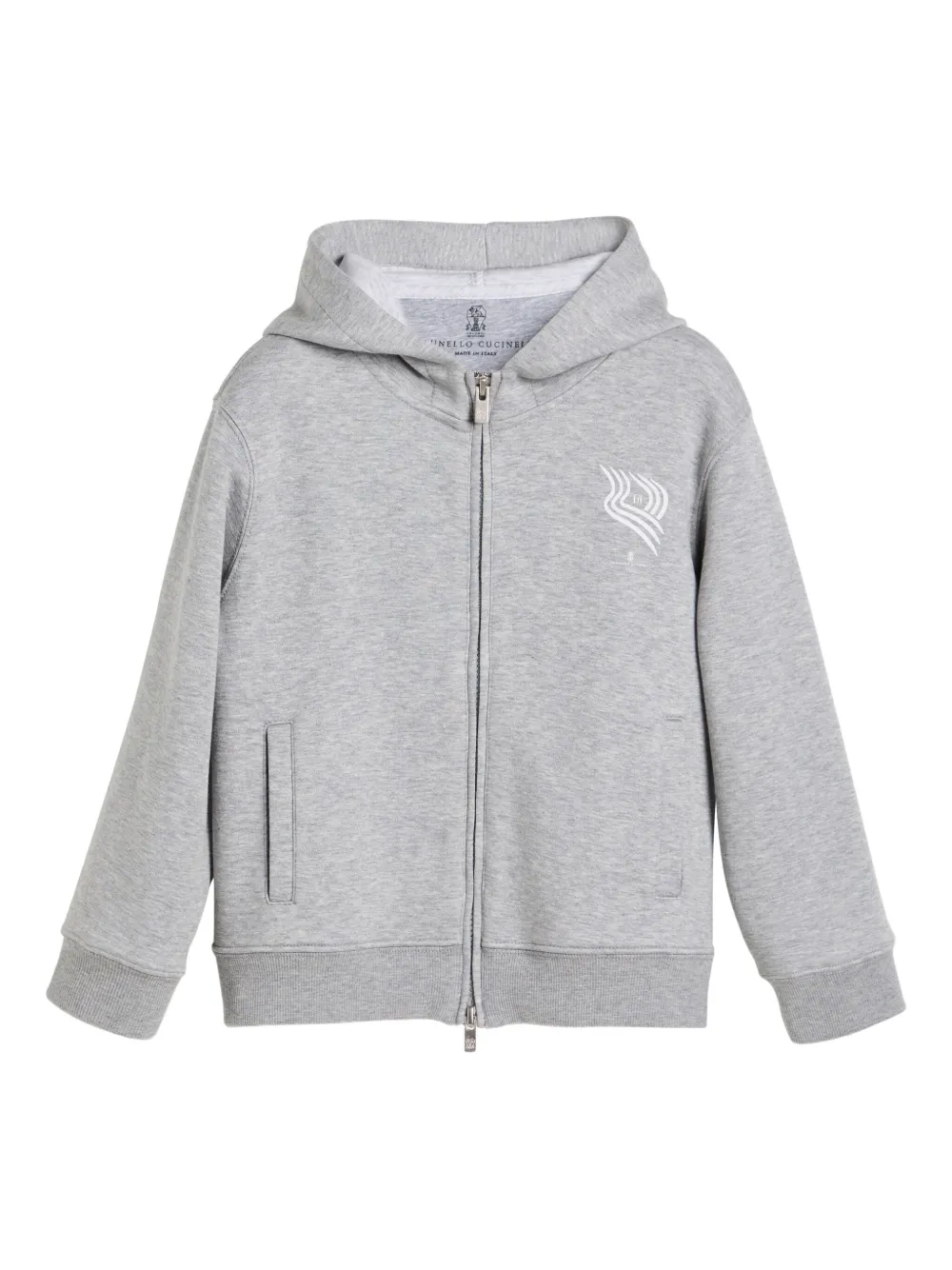 Brunello Cucinelli Kids Sweater met rits en detail aan de voorkant Grijs