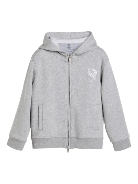 Brunello Cucinelli Kids front-detail zip-up sweatshirt