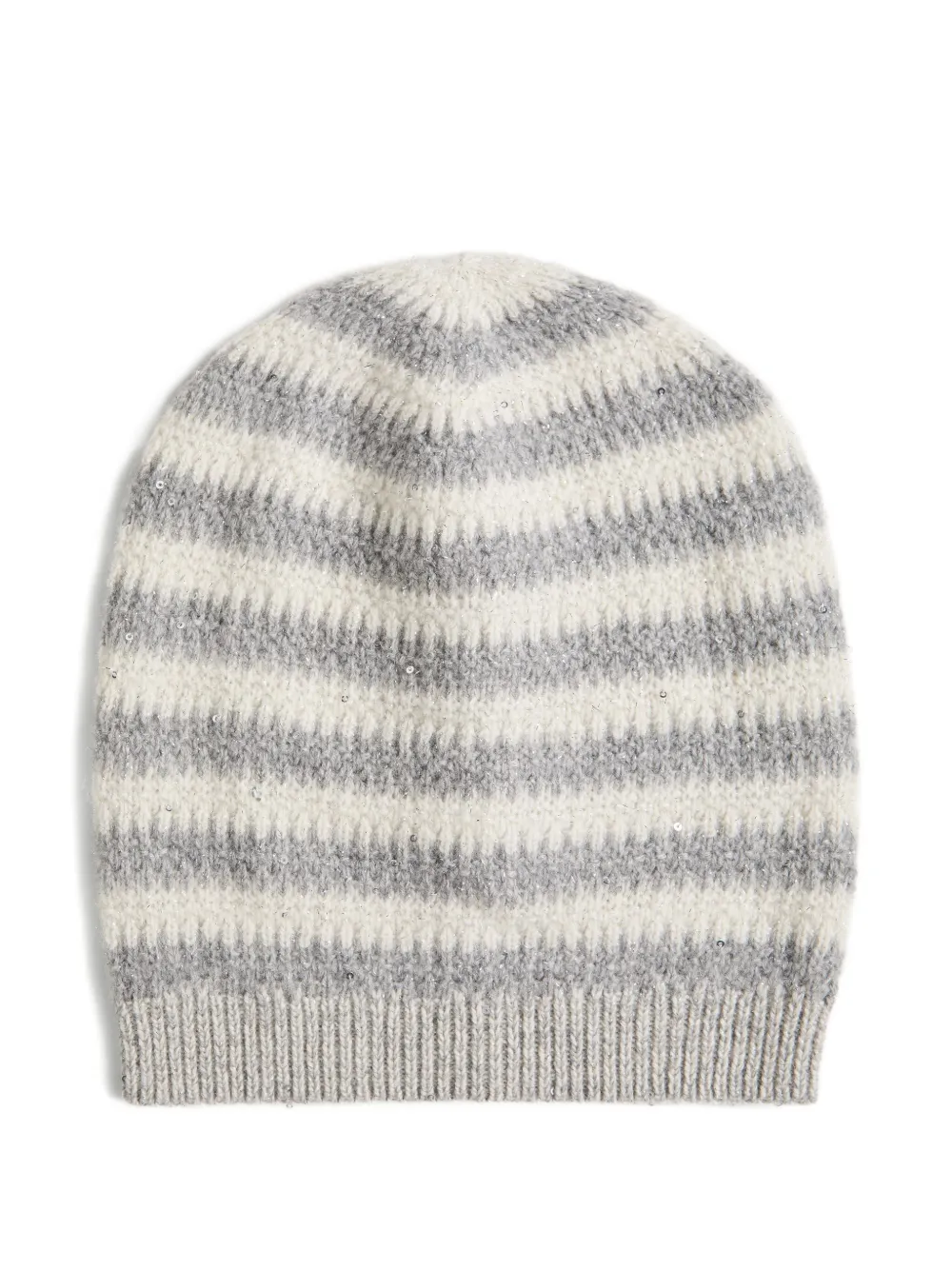 Brunello Cucinelli Kids Gestreepte muts met pailletten Grijs