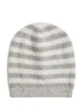 Brunello Cucinelli Kids striped-sequin beanie - Grey