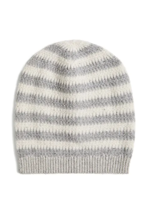 Brunello Cucinelli Kids striped-sequin beanie