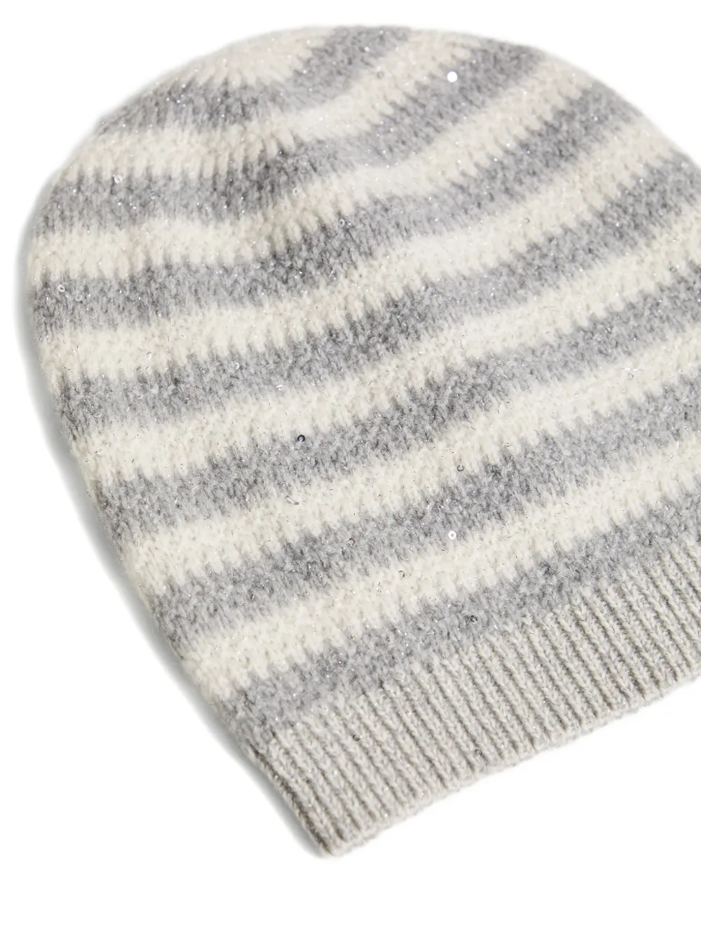 Brunello Cucinelli Kids Gestreepte muts met pailletten - Grijs