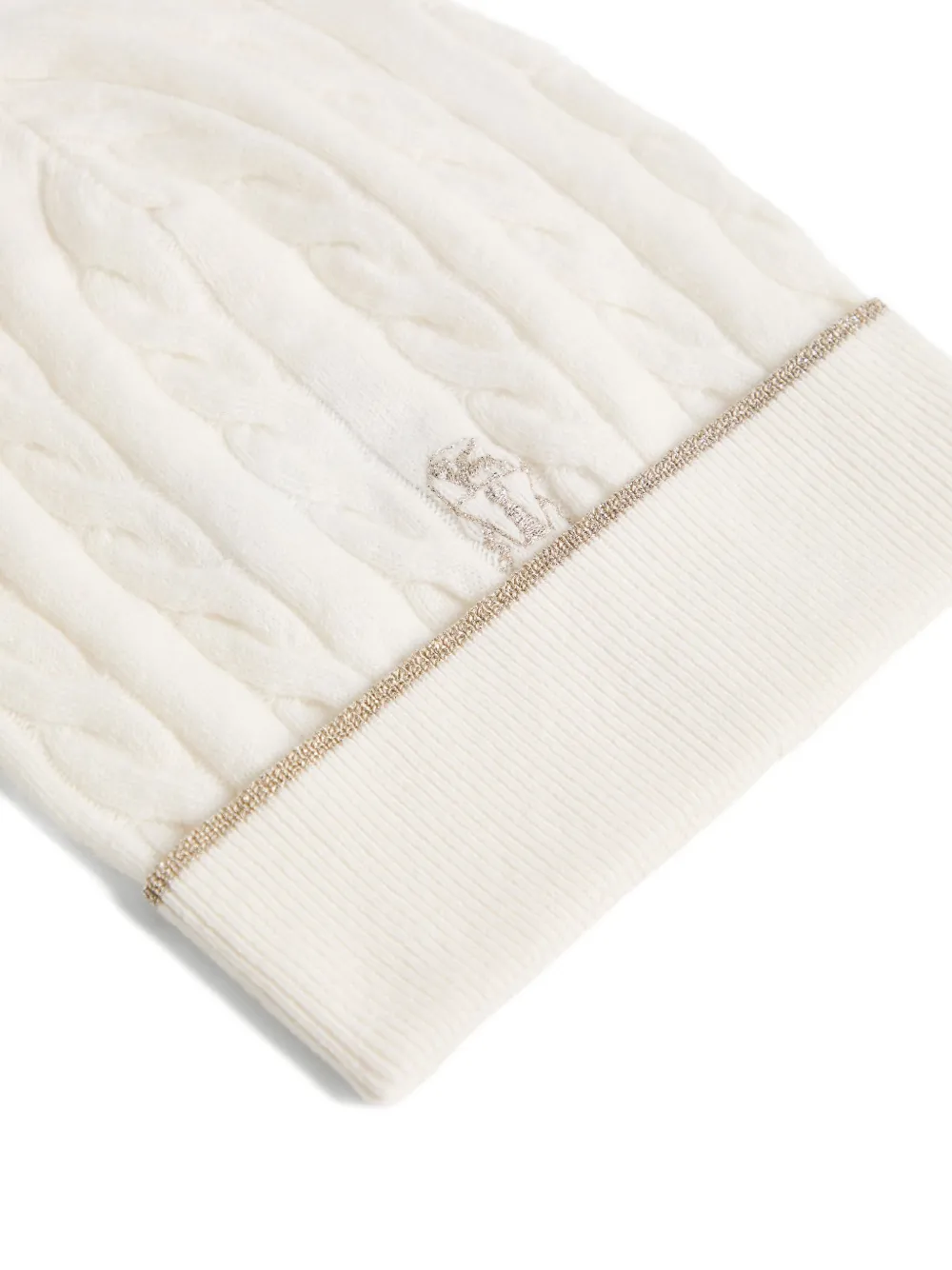 Brunello Cucinelli Kids Kabelgebreide verfraaide muts Wit
