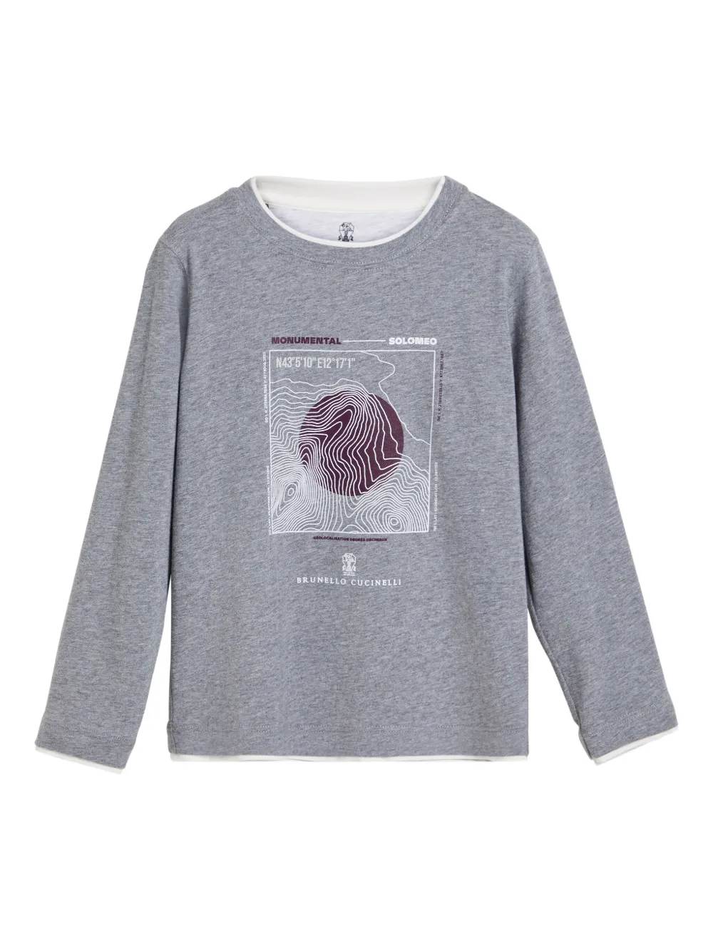 Brunello Cucinelli Kids T-shirt met print en lange mouwen Grijs
