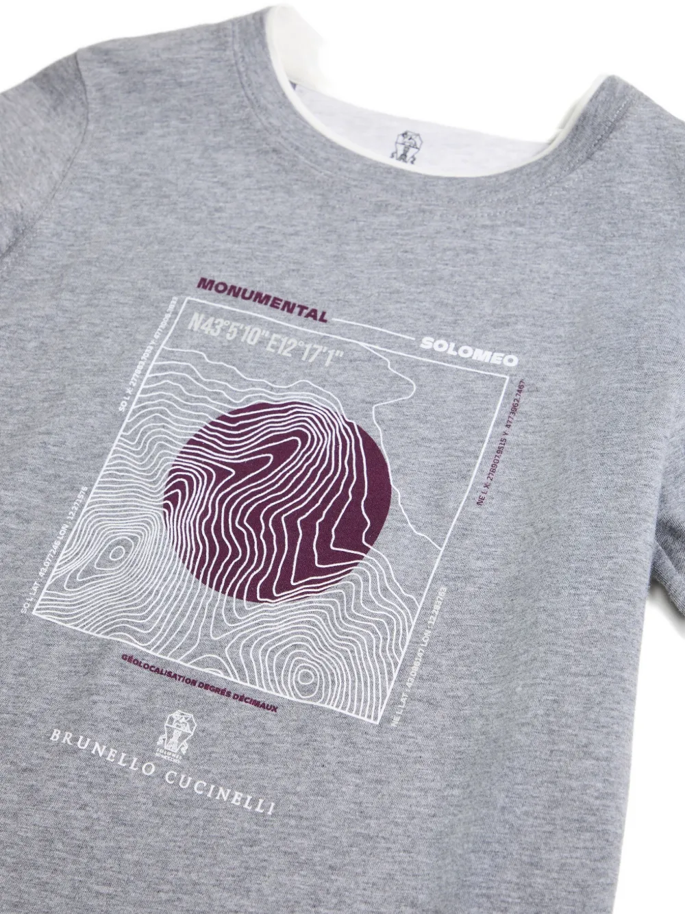 Brunello Cucinelli Kids T-shirt met print en lange mouwen Grijs
