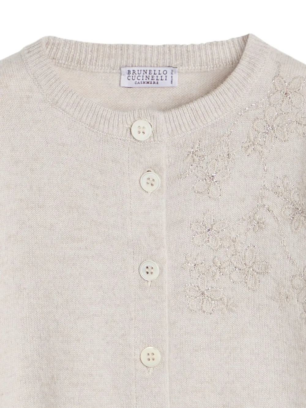 Brunello Cucinelli Kids Kasjmier vest met geborduurde bloemen Beige
