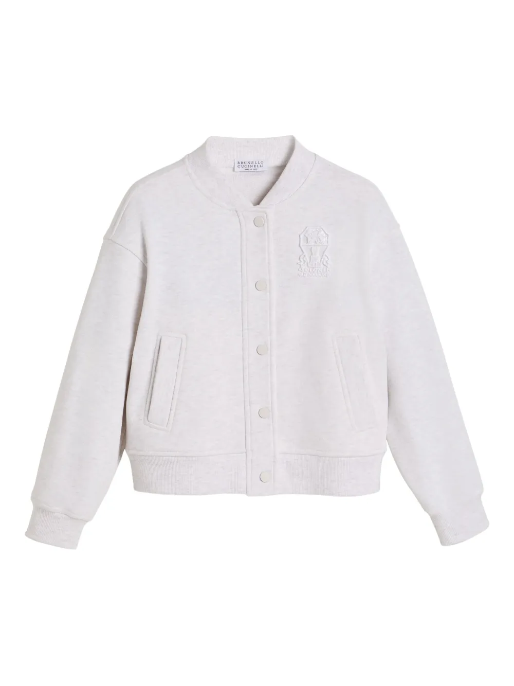 Brunello Cucinelli Kids Bomberjack met logodetail Grijs