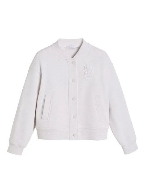 Brunello Cucinelli Kids chamarra bomber con detalles del logo