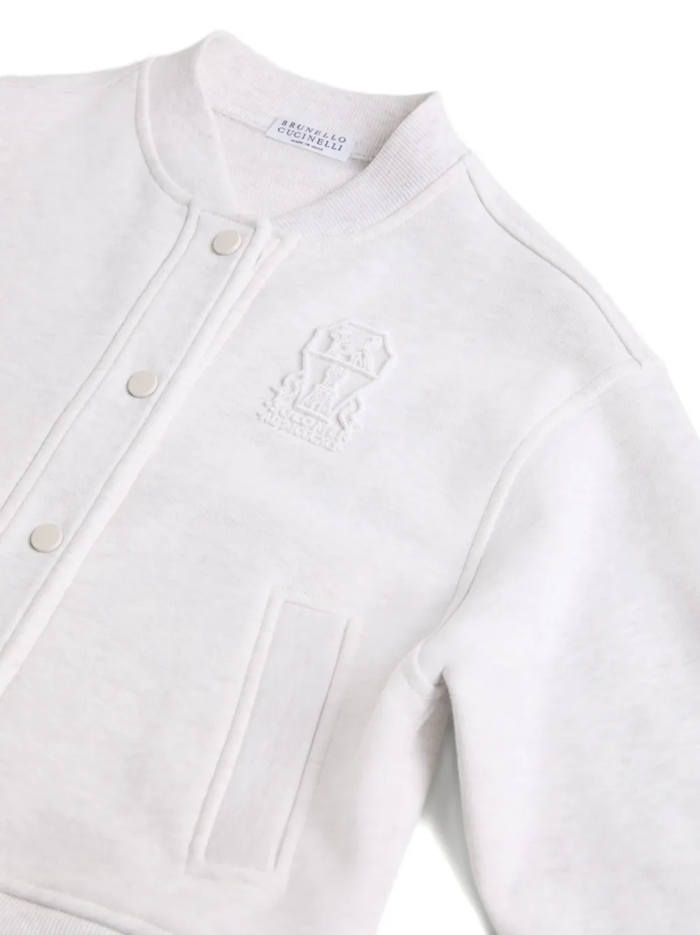 Brunello Cucinelli Kids Bomberjack met logodetail Grijs