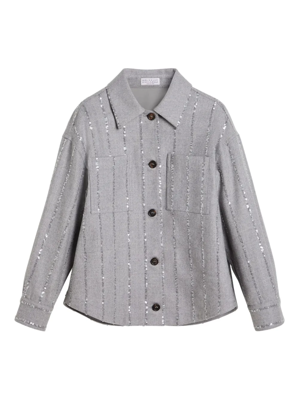 Brunello Cucinelli Kids chemise en flanelle à sequins | gris | Image 1
