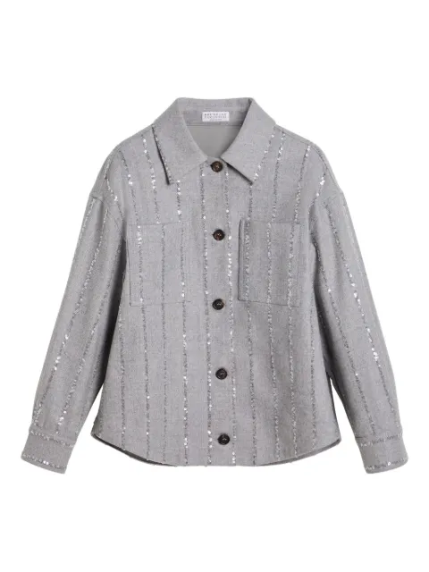 Brunello Cucinelli Kids camisa con rayas de lentejuelas