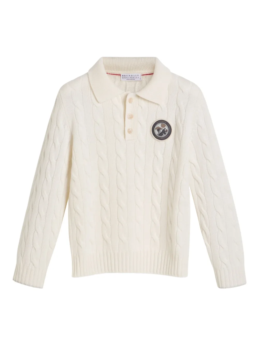 Brunello Cucinelli Kids Kabelgebreide trui met polokraag Wit