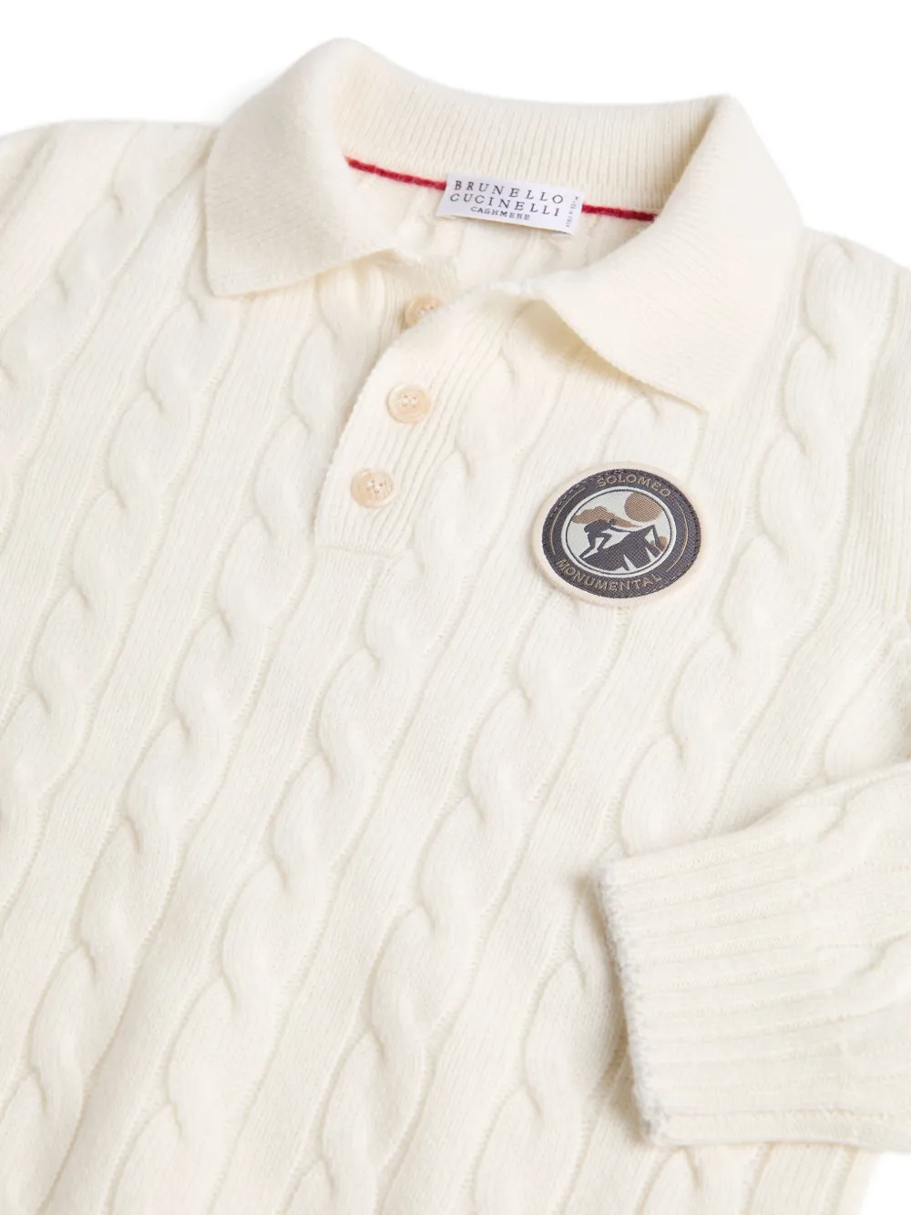 Brunello Cucinelli Kids Kabelgebreide trui met polokraag Wit