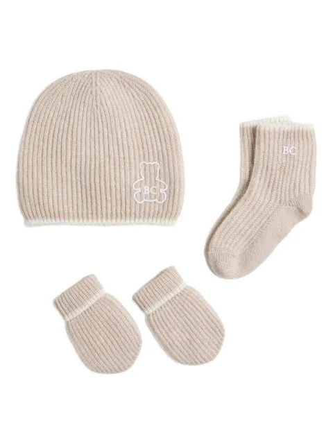 Brunello Cucinelli Kids ribbed teddy-bear beanie hat set (set of three)