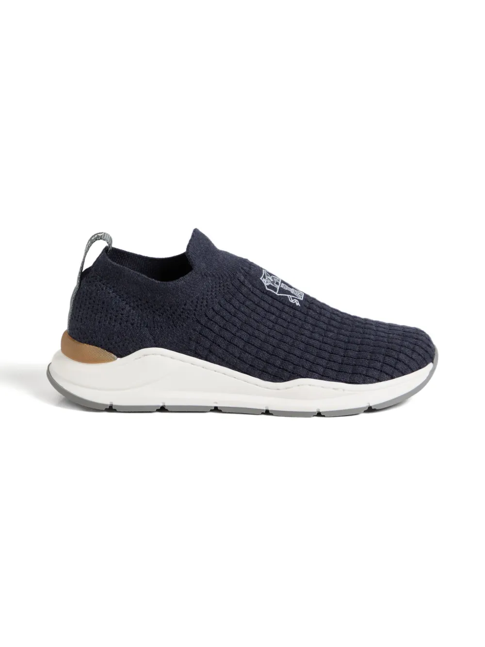 Brunello Cucinelli Kids Slip-on sneakers met logo - Blauw
