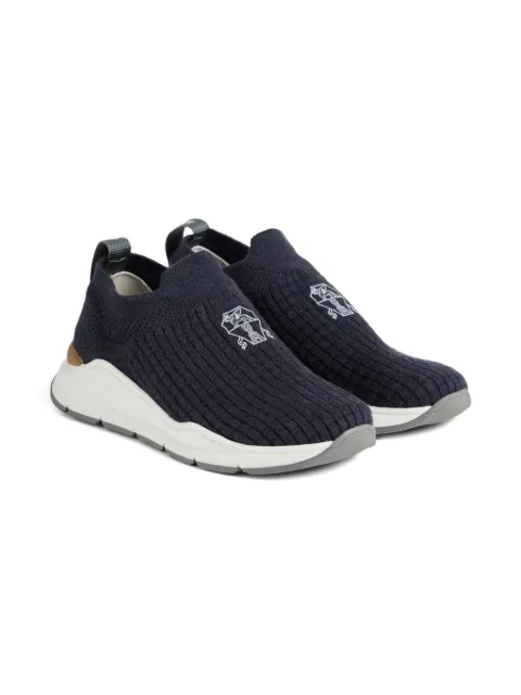 Brunello Cucinelli Kids logo-detail slip-on sneakers