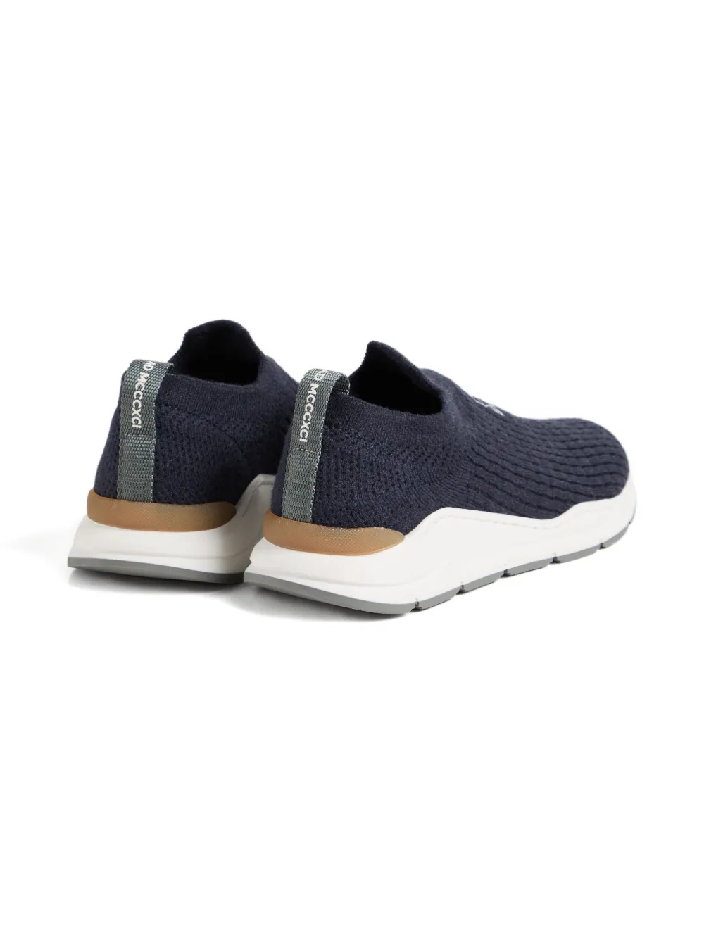Brunello Cucinelli Kids logo-detail slip-on sneakers Blue